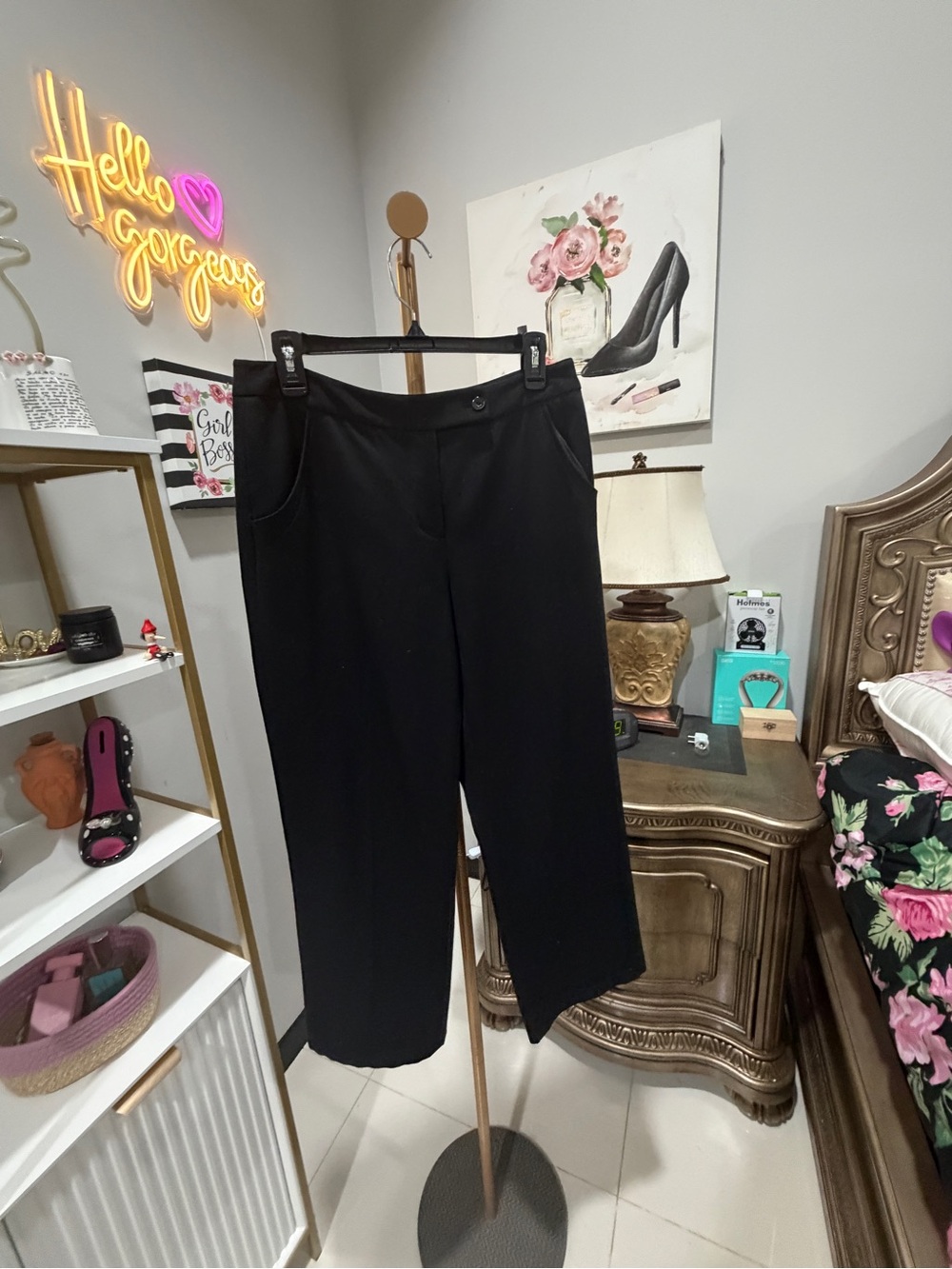 Atelier Sona Black Cropped Wide-Leg Pants